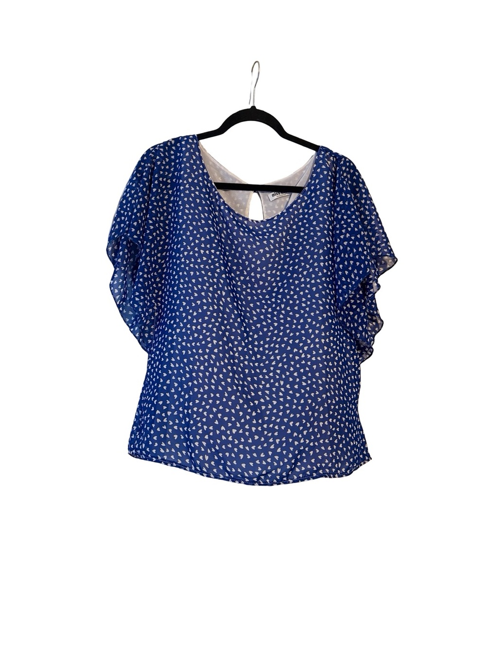 Women's Blue Flutter Sleeve Blouse - Unknown Brand
